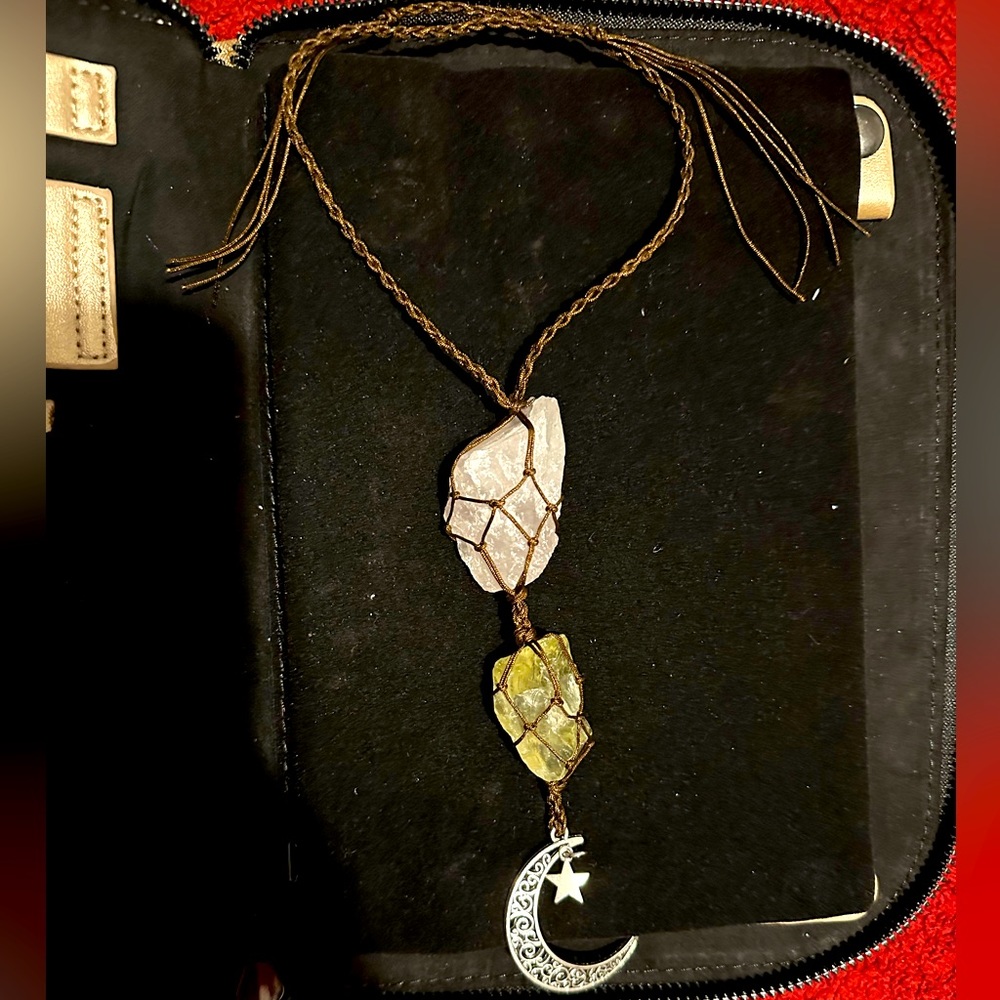 NEW🔮✨ Rose, Citrine, and Crescent moon pendant necklace.